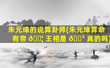 朱元璋的说算卦师(朱元璋算命有帝 🐦 王相是 🌳 真的吗)